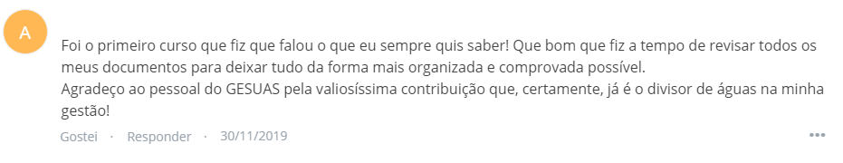 Depoimentos de um participante da UNIVERSIDADE GESUAS - PAEFI na Prática